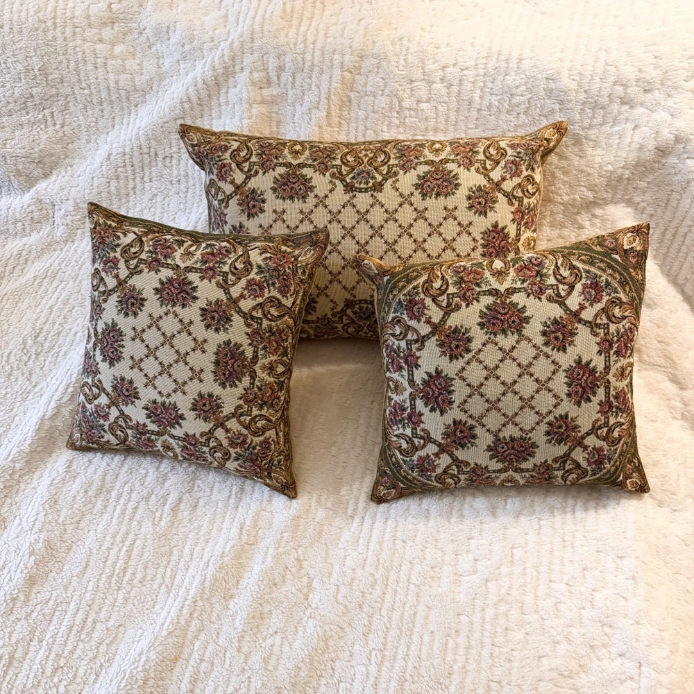 Set of 3 retro cushions pillow vintage jacquard home decor baroque tapestry